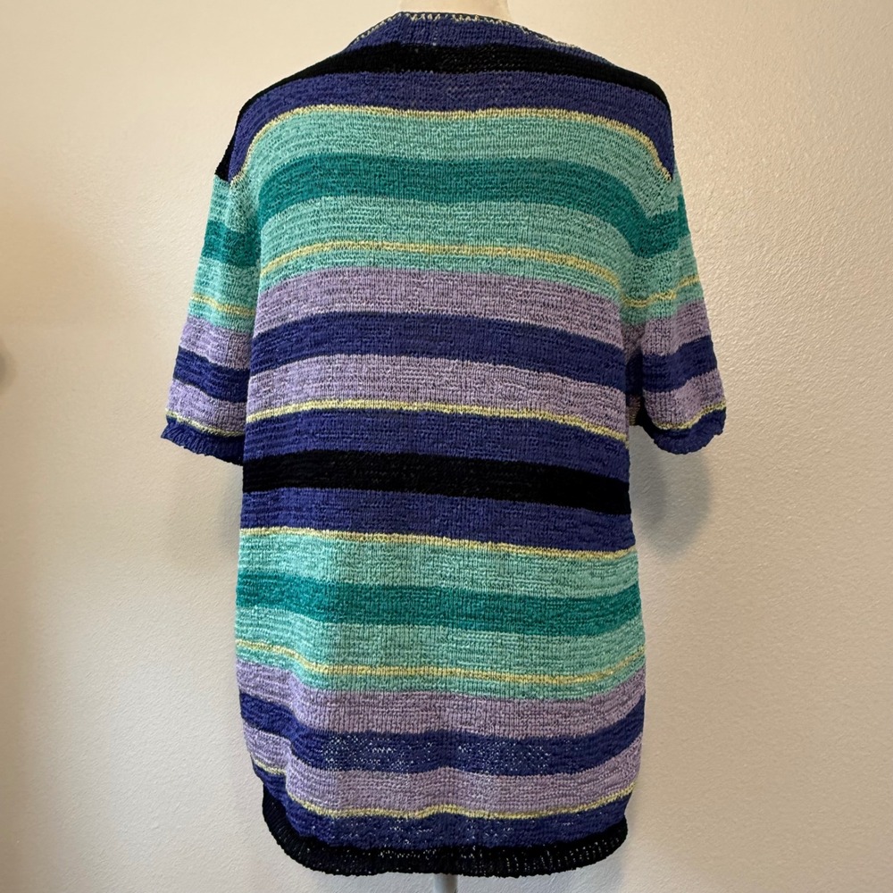 VTG Beachy Boho Fun Whimsical Striped Womens XL Top Multicolor - Picture 3 of 7